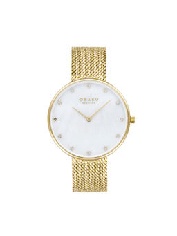Obaku - Glans Gold Quartz White Round Crystal Dial Women Watch - V288LXGWHG