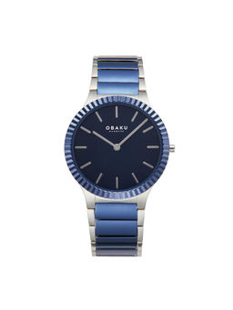 Obaku - Linje Powder Quartz Navy Blue Round Dial Men Watch - V292GXHLSK