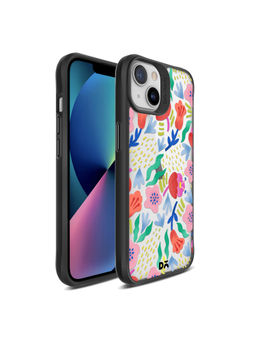 DailyObjects - Pastel Tulips Black Hybrid Clear Case Cover for iPhone 13 Mini 5.4 inch