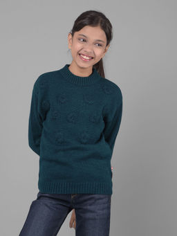 CRIMSOUNE CLUB - Girls Green Woven Sweater