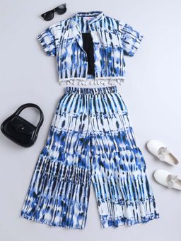 Taffy - Tie Dye Ethnic Jacket with Flared Pant & Crop Top - Multi-Color (Set of 3)