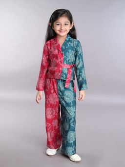 Taffy - Printed Full Sleeves Tie Up Detail Ethnic Co-ord - Multi-Color (Set of 3)