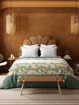 MYTRIDENT - Namaste Bharat 144Tc 100% Cotton Chhetinad Green Shell Comforter (King)