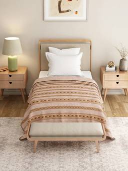 MYTRIDENT - 180 Tc 100% Cotton Kullu Shawl Beige Sanskriti Bed Dohar (Single)