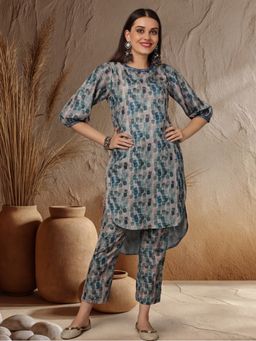 Jaipur Kurti - Women Blue Abstract Co-Ord Set