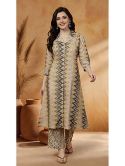 Jaipur Kurti - Women Green Geometric Printed A-line Kurta with Palazzo