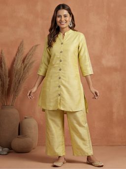 Jaipur Kurti - Women Yellow Self Design kurta with palazzo