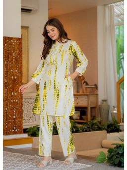 JAIPUR SARAI - Women Yellow Tie Dyed Viscose Rayon Co-Ord Set