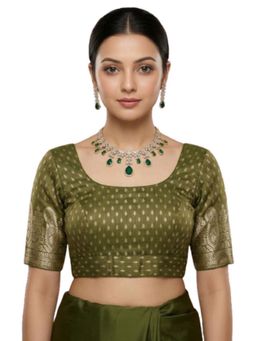 Niraha - Women Brocade Silk Woven Ethnic Green Stitched Blouse