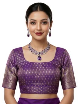 Niraha - Women Brocade Silk Woven Ethnic Purple Stitched Blouse