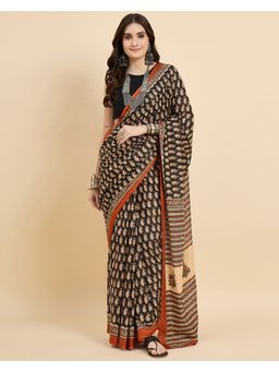 KVS FAB - Women Multi-Color Cotton Blend Paisley Saree with Unstitched Blouse