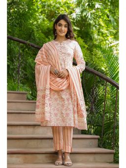 Vaamsi - Women Cotton Printed Kurta Trousers and Dupatta (Set of 3)