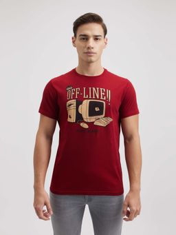 Pepe Jeans - Men Red Graphic Print Short Sleeve T-Shirt