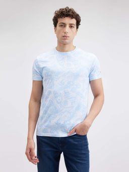 Pepe Jeans - Men Blue All Over Print Short Sleeve T-Shirt