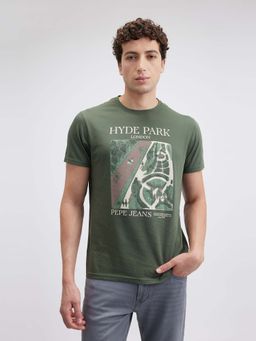 Pepe Jeans - Men Green Printed Short Sleeve T-Shirt