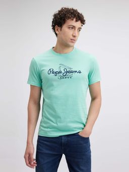 Pepe Jeans - Men Sea Green Printed Short Sleeve T-Shirt