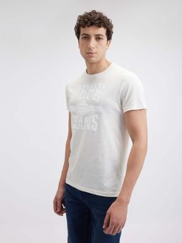 Pepe Jeans - Men Off White Printed Short Sleeve T-Shirt