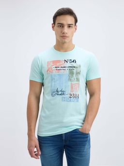 Pepe Jeans - Men Green Photo Printed Short Sleeve T-Shirt