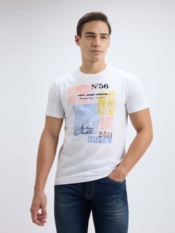 Pepe Jeans - Men White Photo Printed Short Sleeve T-Shirt