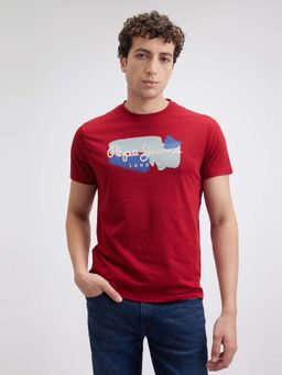 Pepe Jeans - Men Red Printed Short Sleeve T-Shirt