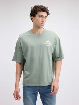 Pepe Jeans - Men Green Back Print Short Sleeve Oversized T-Shirt