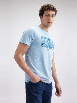 Pepe Jeans - Men Blue Union Jack Print Short Sleeve T-Shirt
