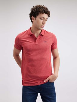 Pepe Jeans - Men Red Ribbed Collar Short Sleeved Polo T-Shirt