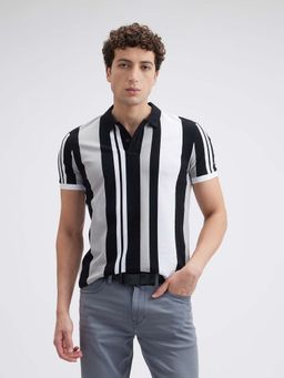 Pepe Jeans - Men Black Engineered Stripe Short Sleeve Polo T-Shirt