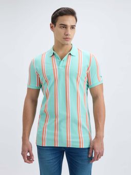 Pepe Jeans - Men Green Vertical Stripe Short Sleeve Polo T-Shirt