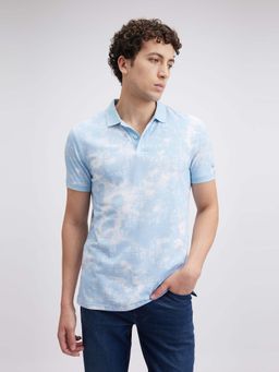 Pepe Jeans - Men Blue Typographic Printed Short Sleeve Polo T-Shirt