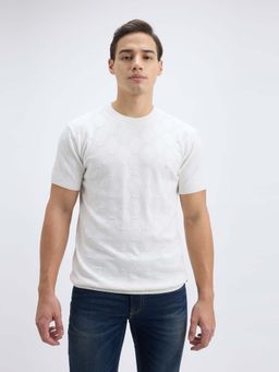 Pepe Jeans - Men White Structured Short Sleeve Flat Knit