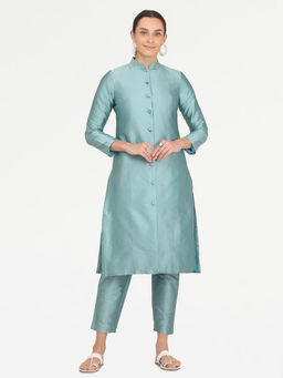 Kaanchie Nanggia - Blue Taffeta Kurta with Pant (Set of 2)