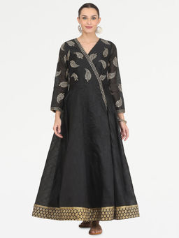 Kaanchie Nanggia - Black Printed with Gota Work Anarkali Dress