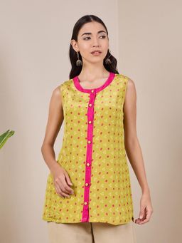 ADORNIA - Bandhani Yellow Print Short Kurti for Women