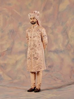 Jatin Malik - Gold Sante Sherwani (Set of 4)