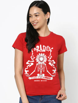 Bewakoof - Women's Bold Red Graphic Printed T-shirt