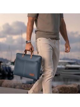 Giordano - Unisex 15 Inch PU Leather Laptop Bag - Navy Blue