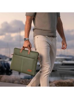 Giordano - Unisex 15 Inch PU Leather Laptop Bag - Olive