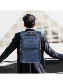 Kenneth Cole - Expandable Unisex Laptop Premium Padded Polyester Backpack - Navy Blue