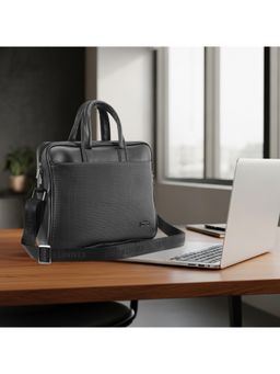 Kenneth Cole - Unisex 15.6 Inch PU Laptop Bag with Adjustable Shoulder Strap - Black