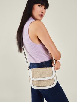Accessorize London - Women Cream Woven Sling Bag