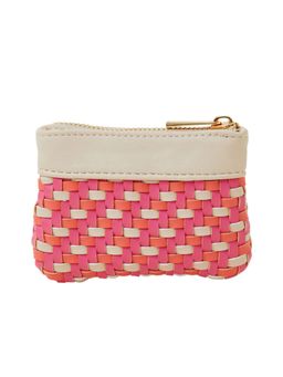 Accessorize London - Women Pink Weave Coin Pouch