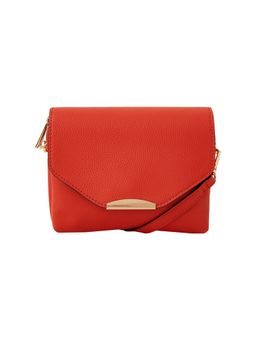 Accessorize London - Women Orange Double Zip Cross-Body Bag