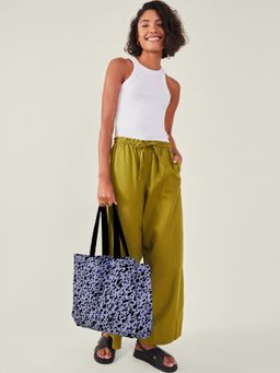 Accessorize London - Women Blue Dalmatian Print Shopper Tote Bag