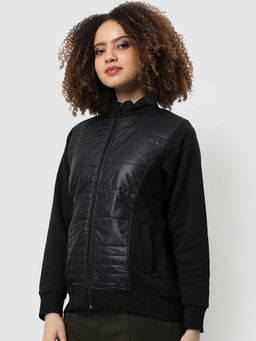 Campus Sutra - Womens Black Regular Fit Bomber Jacket
