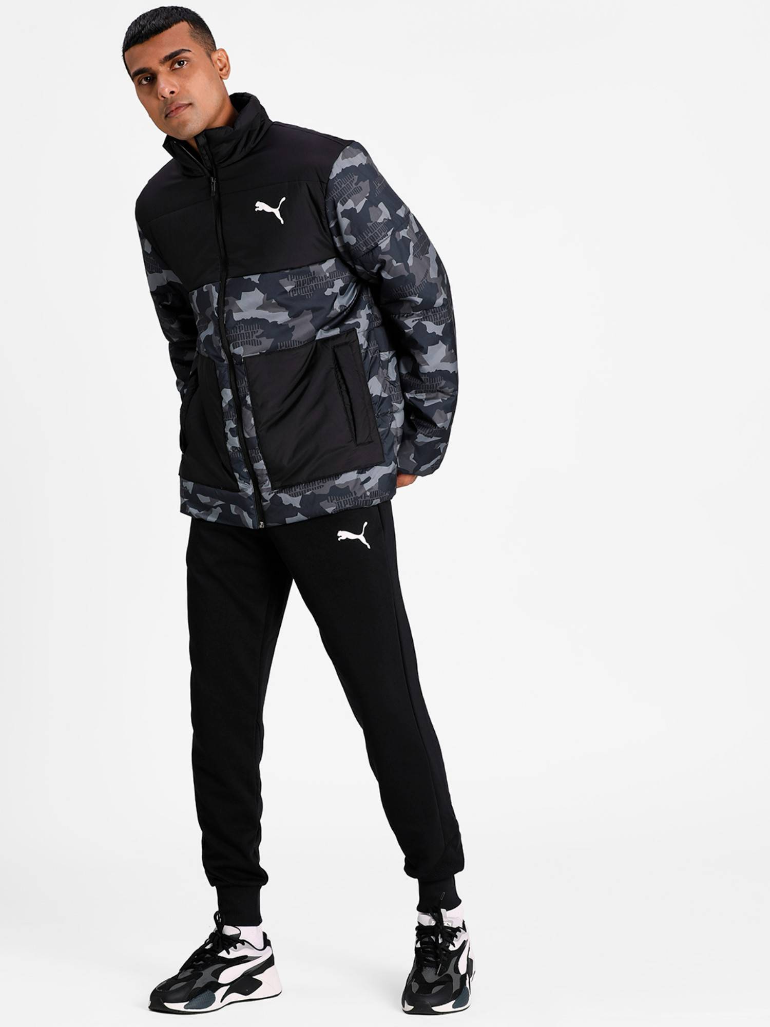 Regular Fit Mens Black Padded Jacket 