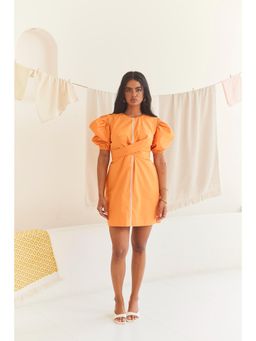 Urban Suburban - Orange Poplin Short Dress