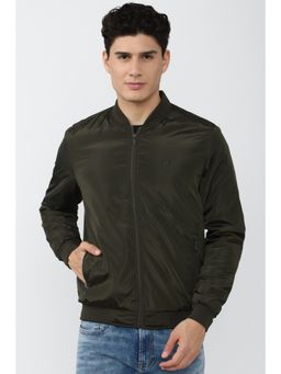 Peter England - Men Olive Solid Casual Jacket