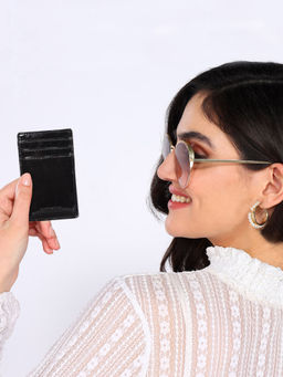 Sassora - Premium Patent Leather Rfid Unisex Slim Card Holder (S)