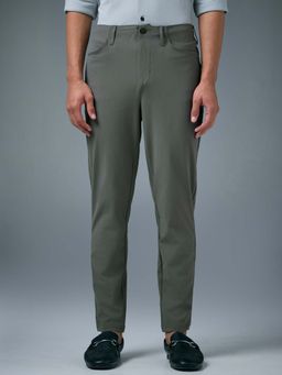 Technosport - Olive Men Semi-Formal Solid Straight Fit Trouser